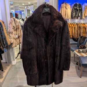 Luxurious Dark Brown braver Fur Coat, Men's, Excellent Condition, Vintage